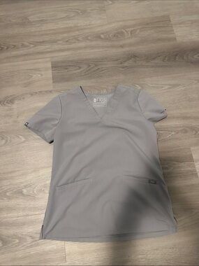 FIGS Women's Light Gray V-Neck Scrub Top